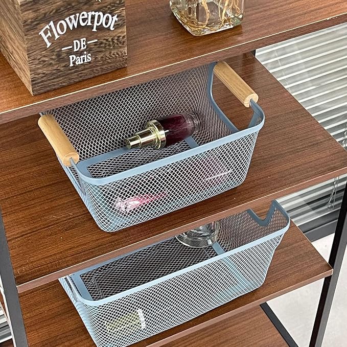 AJIODA Metal Mesh Steel Basket, Medium Wire Storage Organizer Basket - Image 4