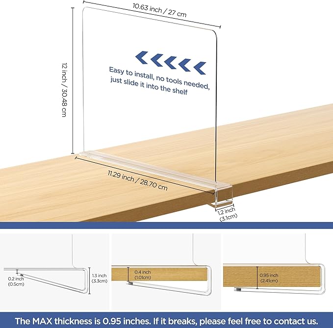 4 Pack 12 Inches Clear Shelf Dividers - Image 2