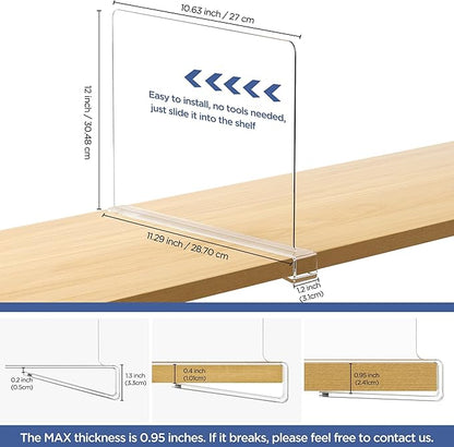 4 Pack 12 Inches Clear Shelf Dividers - Image 2
