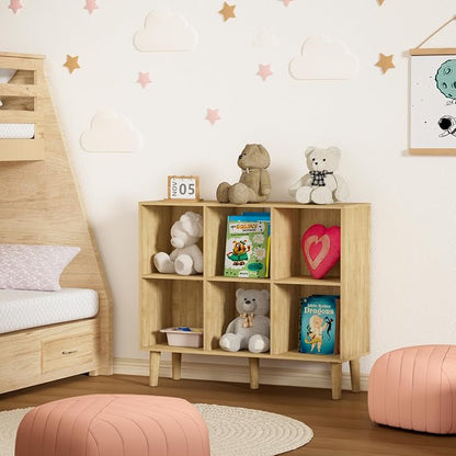 6 Cube Bookcase, Wooden Book Shelf Cube Storage Organizer - Image 9