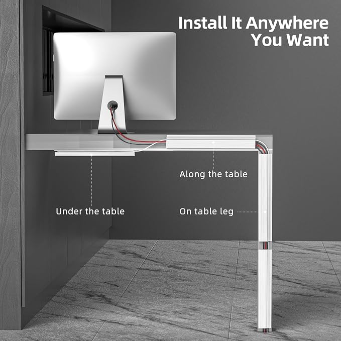 YECAYE 94.2 in Cable Management Under Desk, Easy Install Adhesive Mount Cord - Image 4