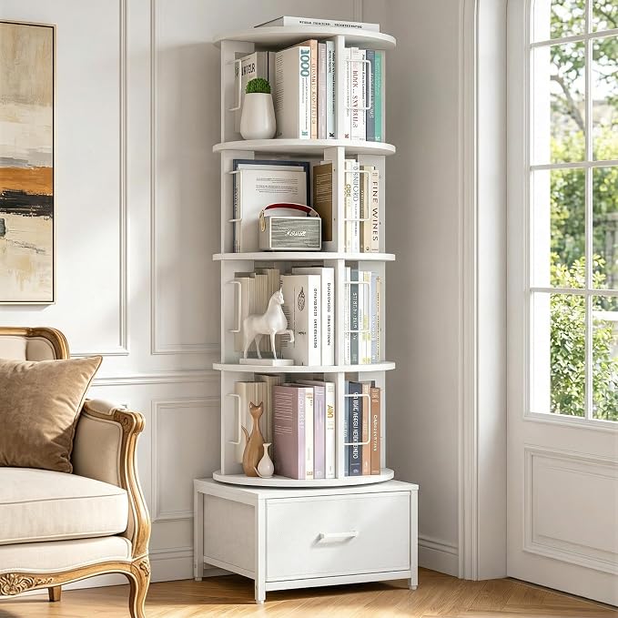 Housolution 5 Tier Rotating Bookshelf Tower by Housolution