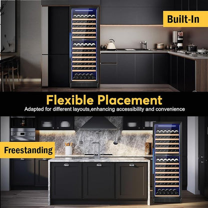 Wine Fridge Dual Zone, Freestanding Wine Cooler Refrigerator 180 Bottles Large - Image 6