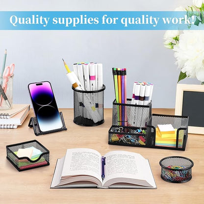 Mesh Pen Holder for Desk Pencil Holders 5 Pieces Desk Organizer Office Supplies - Image 2
