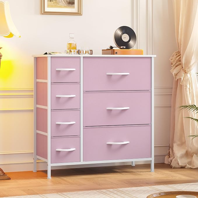 YITAHOME Pink Dresser, 7 Drawers Fabric Dresser - Image 2