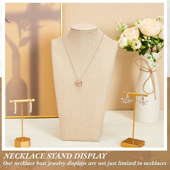 Kigley 9 Pcs Linen Necklace Display Bust Jewelry Holder Necklace Retail - Image 6