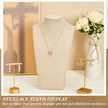 Kigley 9 Pcs Linen Necklace Display Bust Jewelry Holder Necklace Retail - Image 6