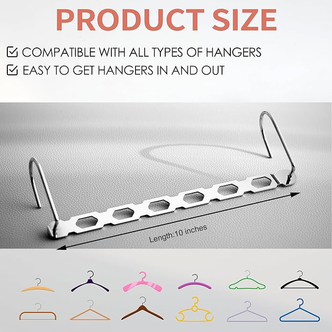 Space Saving Hangers for Clothes, 10 Pack Hanger Organizer Space Saver - Image 6