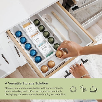 KitchenEdge Tea Bag and Coffee Pod Kitchen Drawer Organizer, Expandable 9.7 to - Image 5