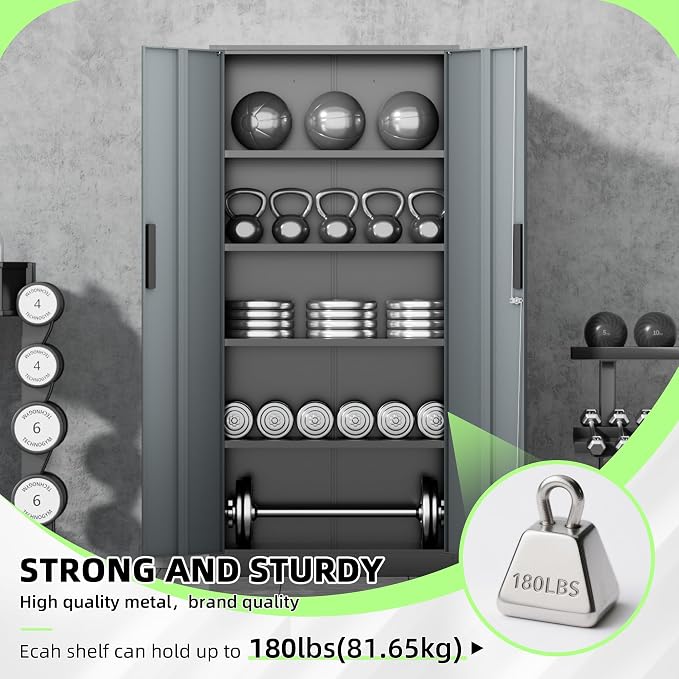 INTERGREAT Metal Storage Cabinet, Tall Metal Cabinet - Image 4