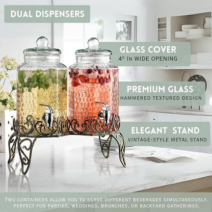 Classic Hammered Glass Beverage Dispenser - Image 3
