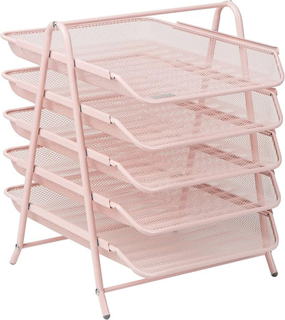 Mind Reader 5-Tier Paper Tray Organizer, Vertical Desktop File Storage Rack - Image 7