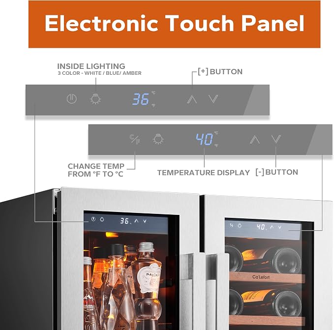 Ca'Lefort 24 Inch Wine and Beverage Refrigerator, 60 Can and 20 Bottle Wine - Image 2