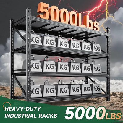 Letaya 71.3" W Metal Storage Shelves, 5000LBS Heavy Duty Garage Shelving Units - Image 3