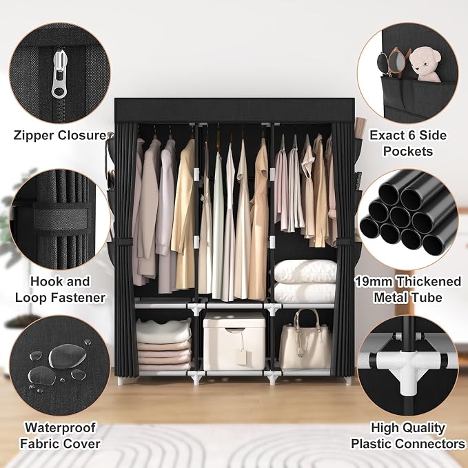 VTRIN Portable Closet for Hanging Clothes 52 Inch Wide Portable Wardrobe Closet - Image 4