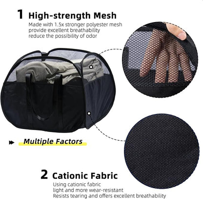 Collapsible Laundry Basket, 90L Tear Proof Mesh Pop-up Hamper 2PCS | Foldable - Image 3