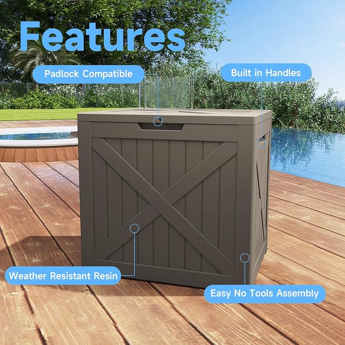 EasyUp 40 Gallon Deck Boxes Outdoor Waterproof, Weatherproof Outdoor Deck Box - Image 5