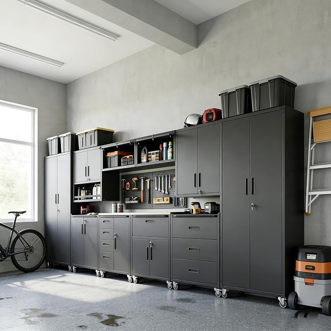 10-Piece Heavy Duty Steel Garage Cabinet System | All-in-One Modular Garage - Image 8