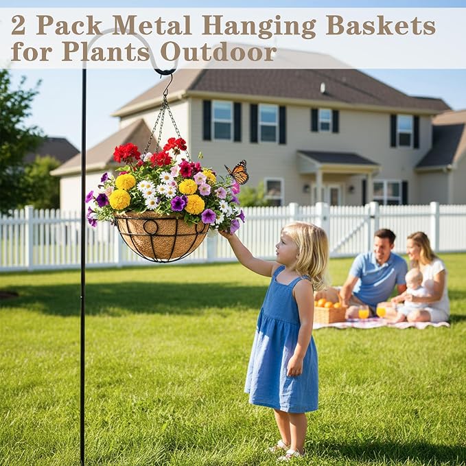 EIMQUVW Outdoor Hanging Planter Set Durable Hanging Baskets - Image 2