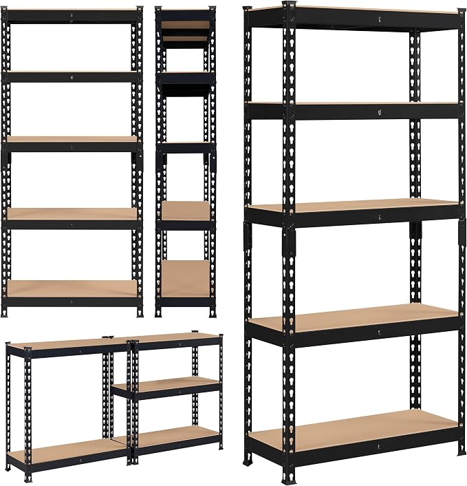 Topeakmart 5-Tier Utility Shelves, Metal Storage Shelves, Adjustable Shelving - Image 8