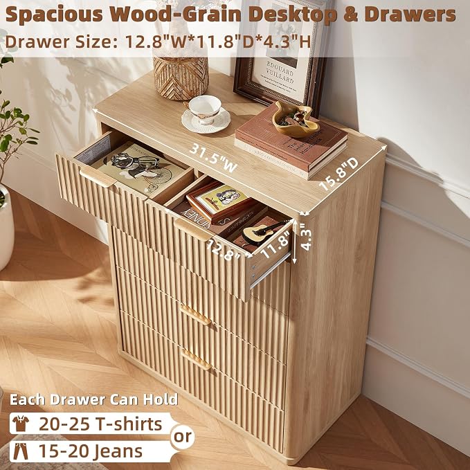 LEYAOYAO Fluted 6 Drawers Dresser - Image 6