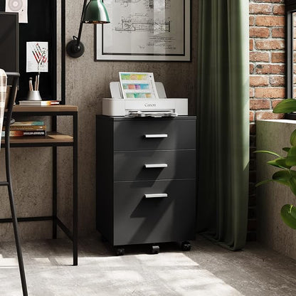 DEVAISE 3 Drawer Wood Mobile File Cabinet, Rolling Filing Cabinet - Image 8