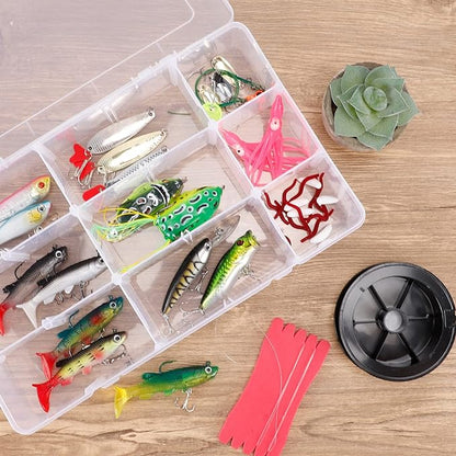 Bead Organizer Storage 3 Pack 15 Grid Clear Plastic Tackle Box Adjustable | - Image 6