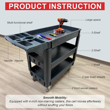 600 lbs Heavy Duty Rolling Utility Service Cart - Image 4