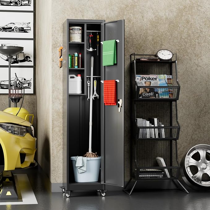72''H Metal Broom Closet Storage Cabinet - Image 5