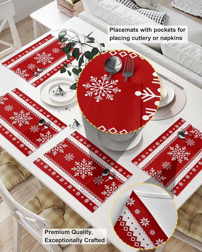 Christmas Winter Snowflake Placemats Set of 2 - Image 2