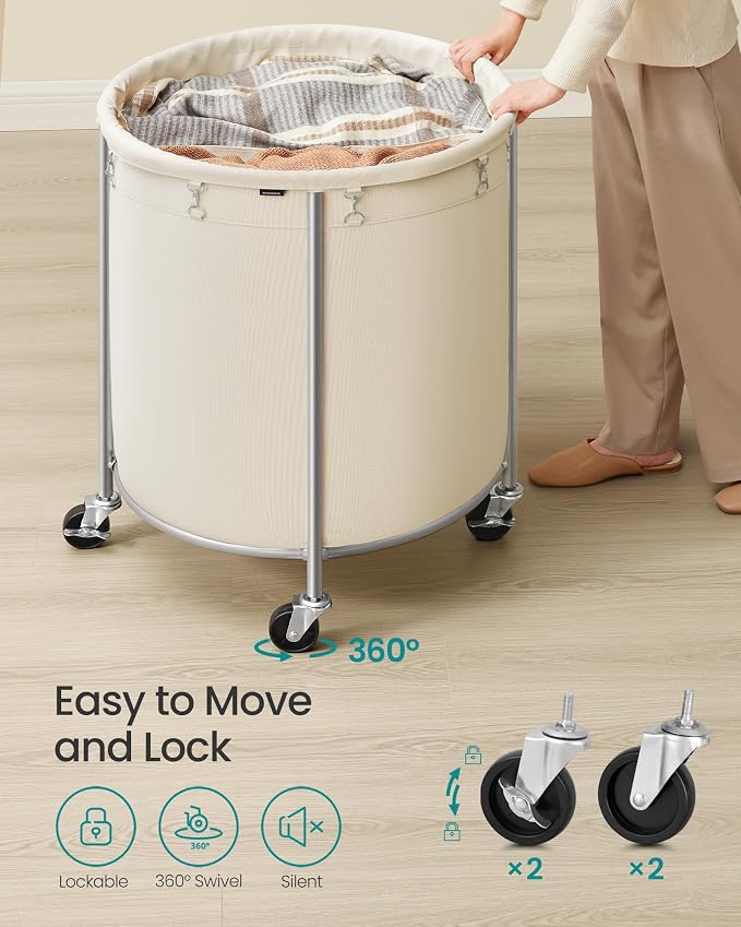 SONGMICS Laundry Basket, Rolling Steel Frame - Image 6