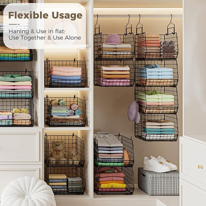 4" Extra Deeper Hanging Closet Organizers and Storage, 4 Tier Foldable Wire - Image 5