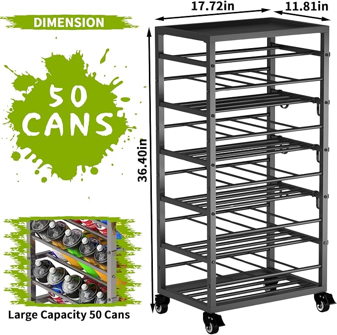 yeshine 50 Can Spray Paint Storage Rack, Metal Aerosol Storage Cart, Rolling - Image 2
