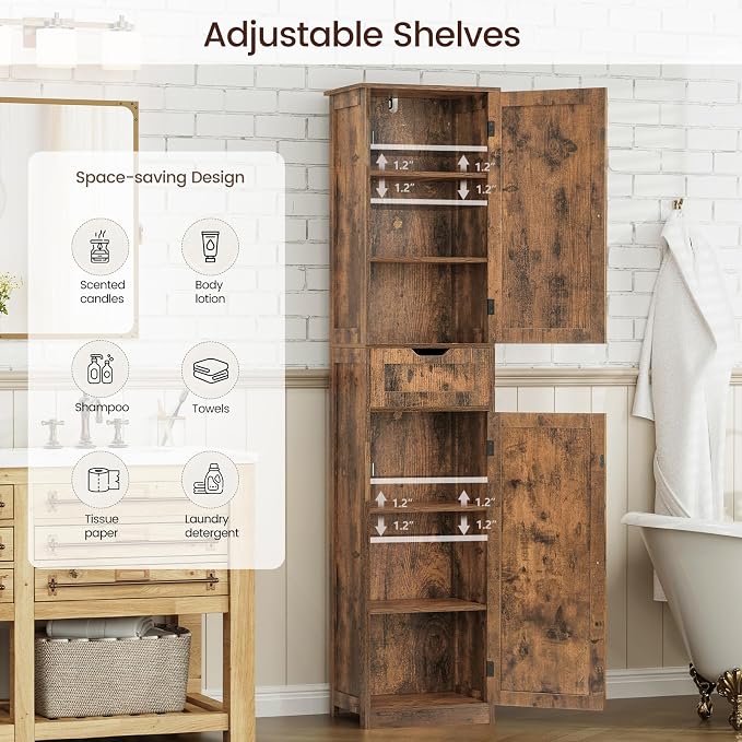 Iwell 67" Tall Storage Cabinet, Bathroom Cabinet - Image 5