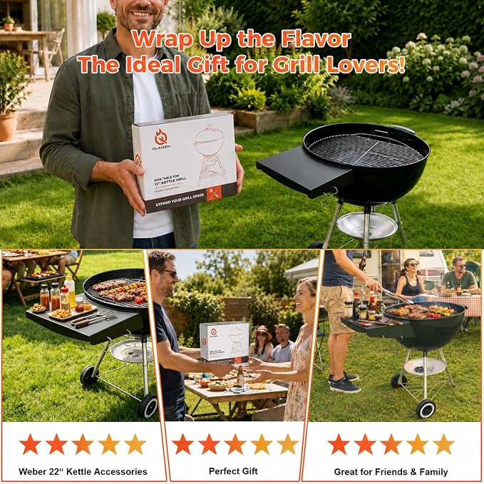 Upgraded Grill Table Shelf for Kettle Grills 22 Inch, Side Table Shelf Replaces - Image 7