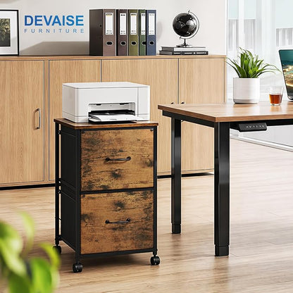 DEVAISE 2 Drawer Mobile File Cabinet, Rolling Printer Stand | Fabric Vertical - Image 2