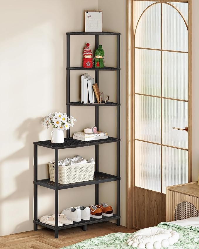 6-Tier Corner Shelf, Industrial Corner Bookshelf - Image 6