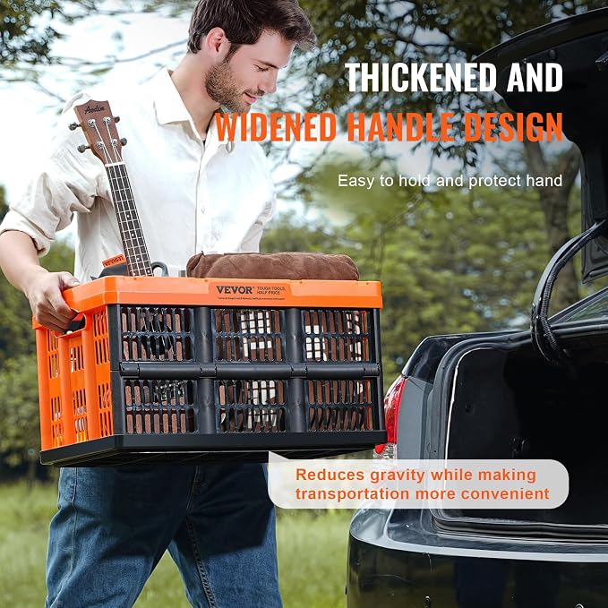 VEVOR 45L Collapsible Milk Crates 3 Packs, Stackable Storage Baskets - Image 5