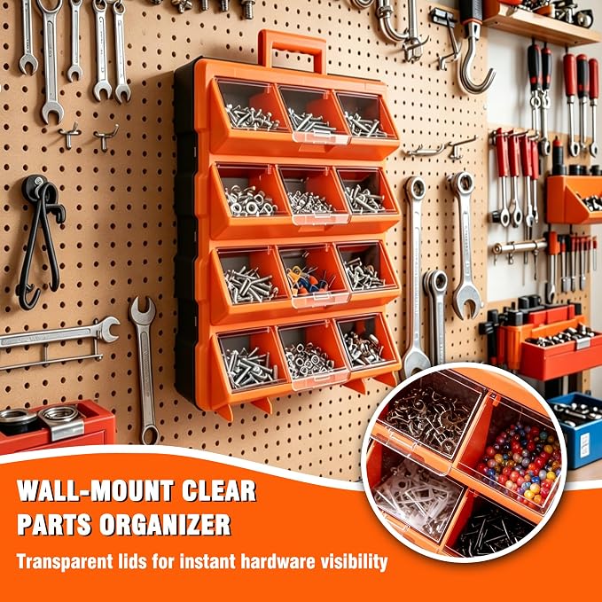 ULIBERMAGNET Tool Box Organizer, 12-Compartment Portable Small Parts Organizer - Image 6