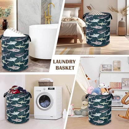 Cute Shark Collapsible Laundry Baskets, Laundry Hamper, Storage Basket - Image 7