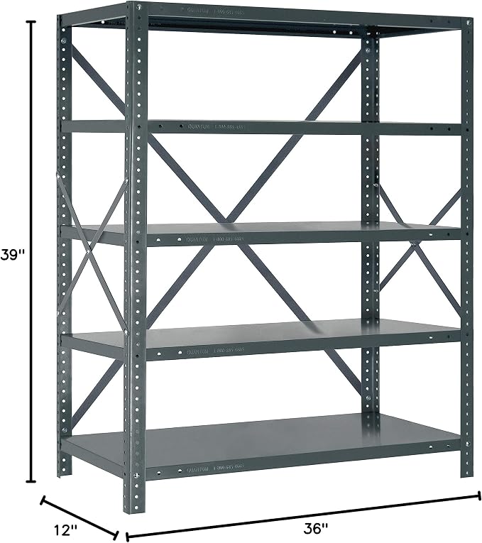 Quantum Storage Systems 39-1236-5 IRONMAN Solid Heavy Duty 5 Shelves 39" H x - Image 2