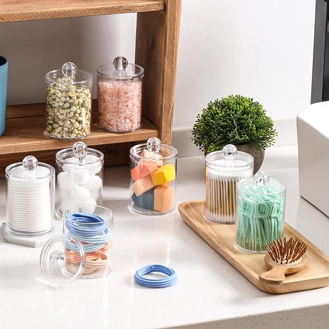 AOZITA 8 Pack Acrylic Qtip Holder Dispenser - Image 3