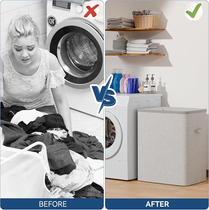 Dual Section 90 liter/23.8 gallon Laundry Hamper Separation Basket - Image 6