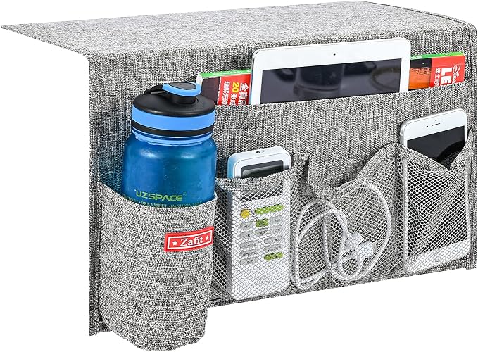 Zafit Linen 5 Pockets Bedside Caddy, Bedside Storage Organizer by ZAFIT