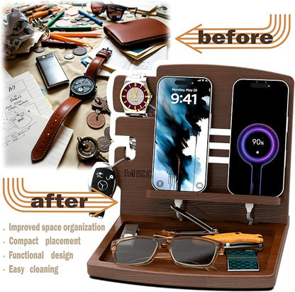 MED Wood Phone Docking Station – Nightstand Desk Organizer - Image 2