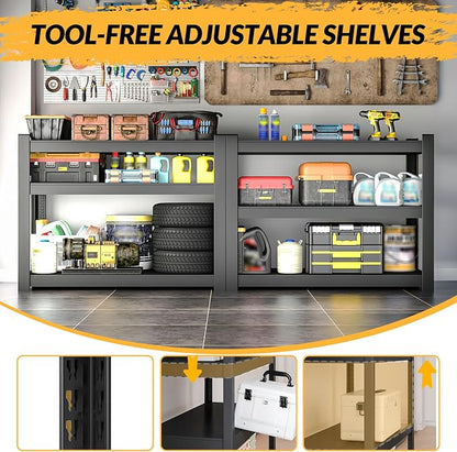 Metal Garage Storage Shelves Heavy Duty Shelving Unit 3 Tier Steel Adjustable - Image 4