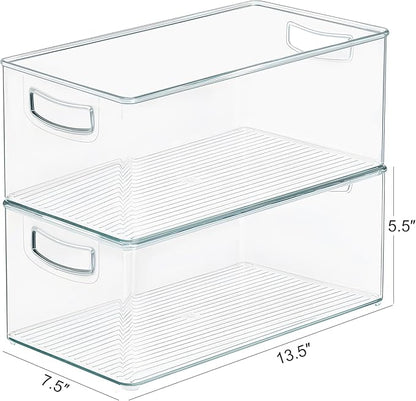 2 Pack Clear Freezer Organizer Bins Stackable Storage Bins - Image 2