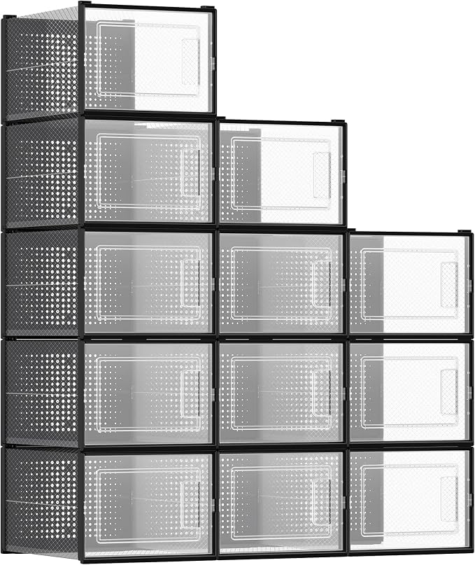 SONGMICS Shoe Boxes, Stackable Clear Plastic Boxes by SONGMICSbySONGMICSHOME