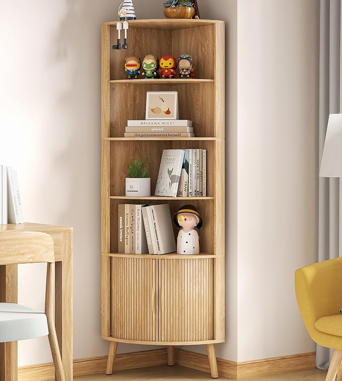 5-Tier Corner Shelf, 66.73''Tall Modern Corner Bookshelf, 5 Shelf Bookcase by Limaoaio