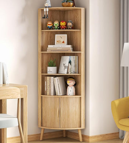 5-Tier Corner Shelf, 66.73''Tall Modern Corner Bookshelf, 5 Shelf Bookcase by Limaoaio